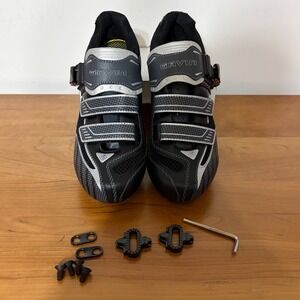 Gavin Cycling Shoes Black Silver Road Indoor Spin Bike Shoes Size 38 with Cleats
